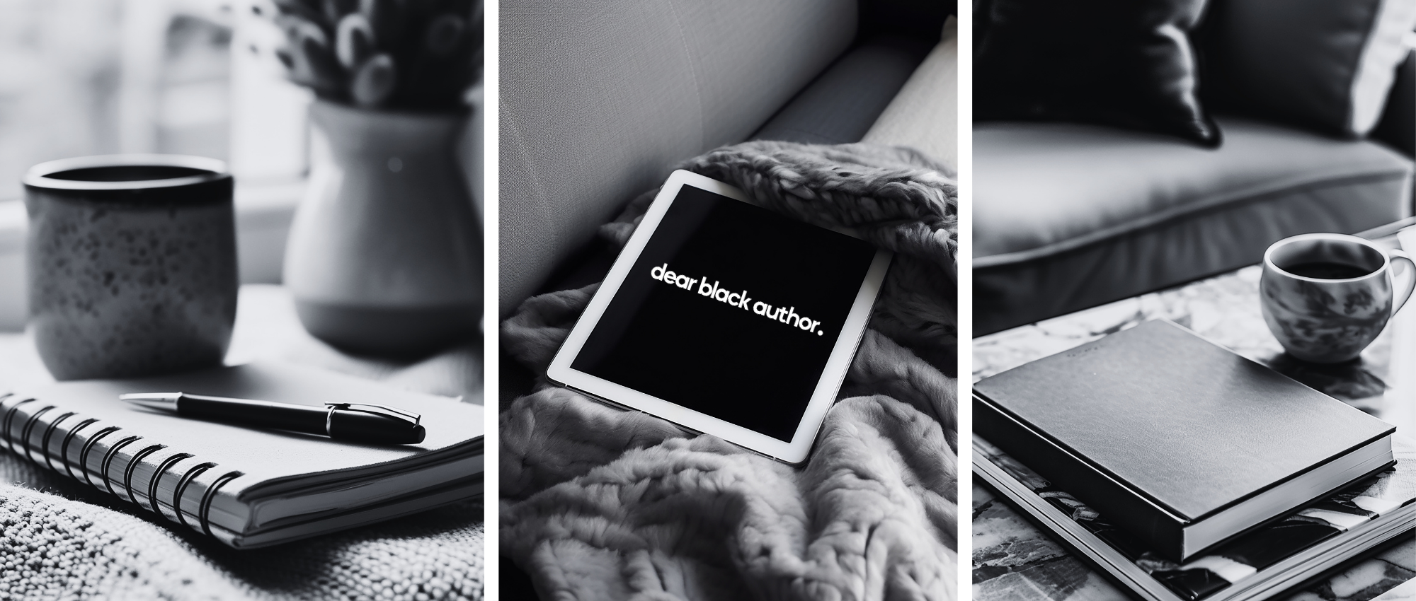 Dear Black Author lifestyle — notebook, tablet, journal